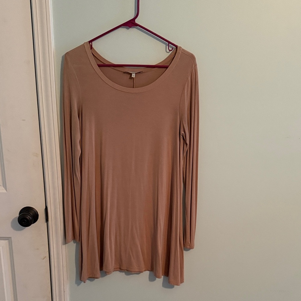 Tan Long Sleeve Tunic Dress